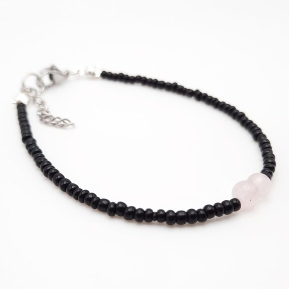 Rose Quartz Chakra Healing Gemstone Beaded Chain Bracelet Handmade Jewelry - Picture 6 of 10